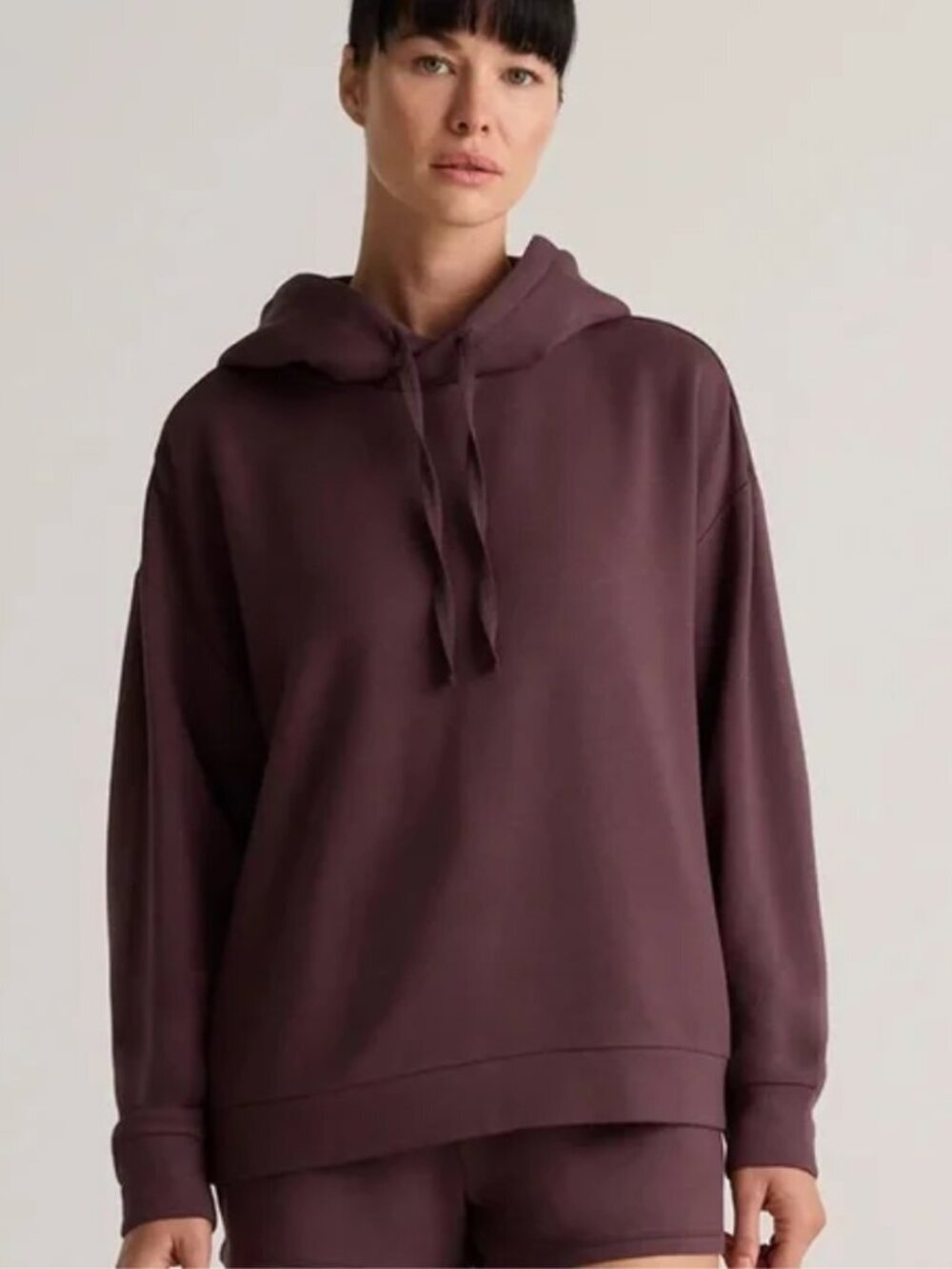 Quince Women's Supersoft Fleece Pullover Hoodie in Dried Fig Size Medium